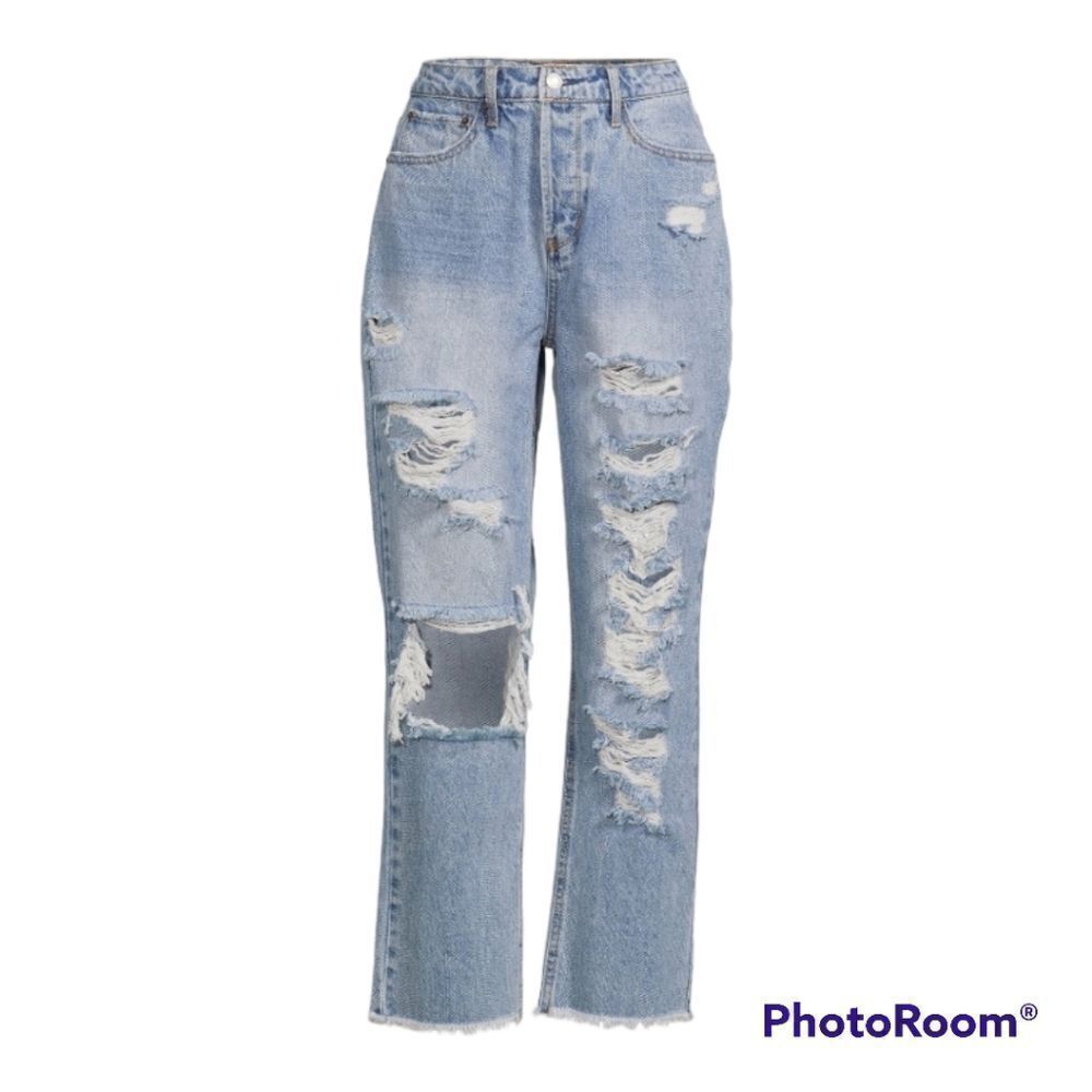 Vanilla Star Juniors Distressed 90's Boyfriend Jean Retro Button Fly Size 9